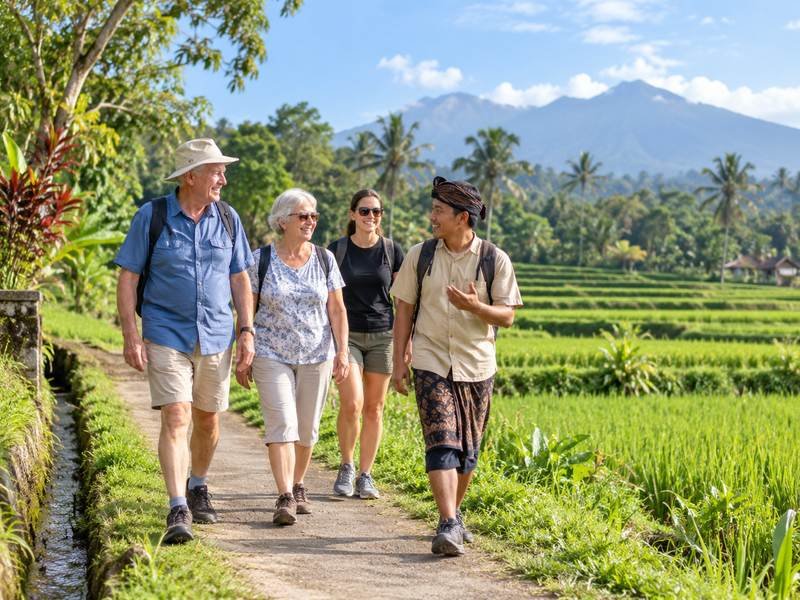 Easy Tetebatu rice terrace walk for seniors