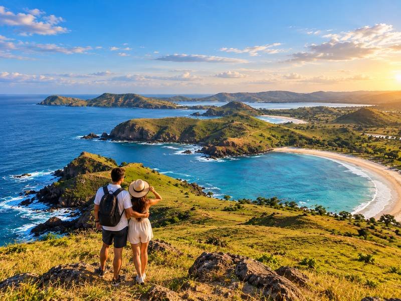 South Lombok coastal scenery from the hilltop viewpoint