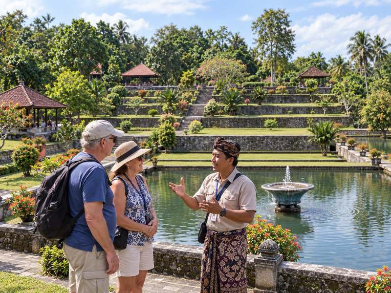 private guide with guests at Narmada Park Lombok