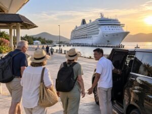 return to the cruise ship after a pink beach lombok day trip